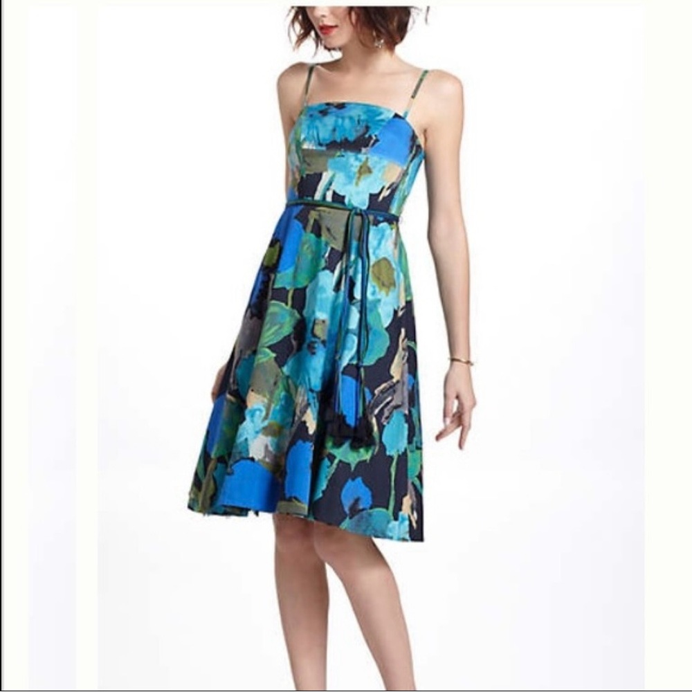 Anthropologie Blue Strapless A-line Dress - Picture 2 of 3